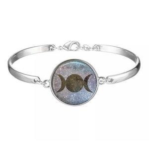 New Triple Goddess Glass Cabochon Silver Bracelet.